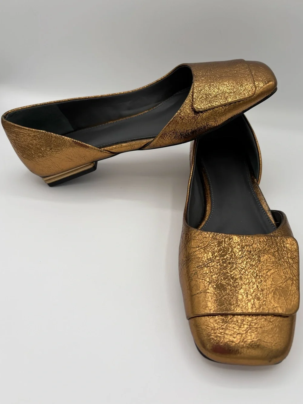 Franco Sarto Metallic Bronze Square-Toe Flats A-TRACY Sz 7